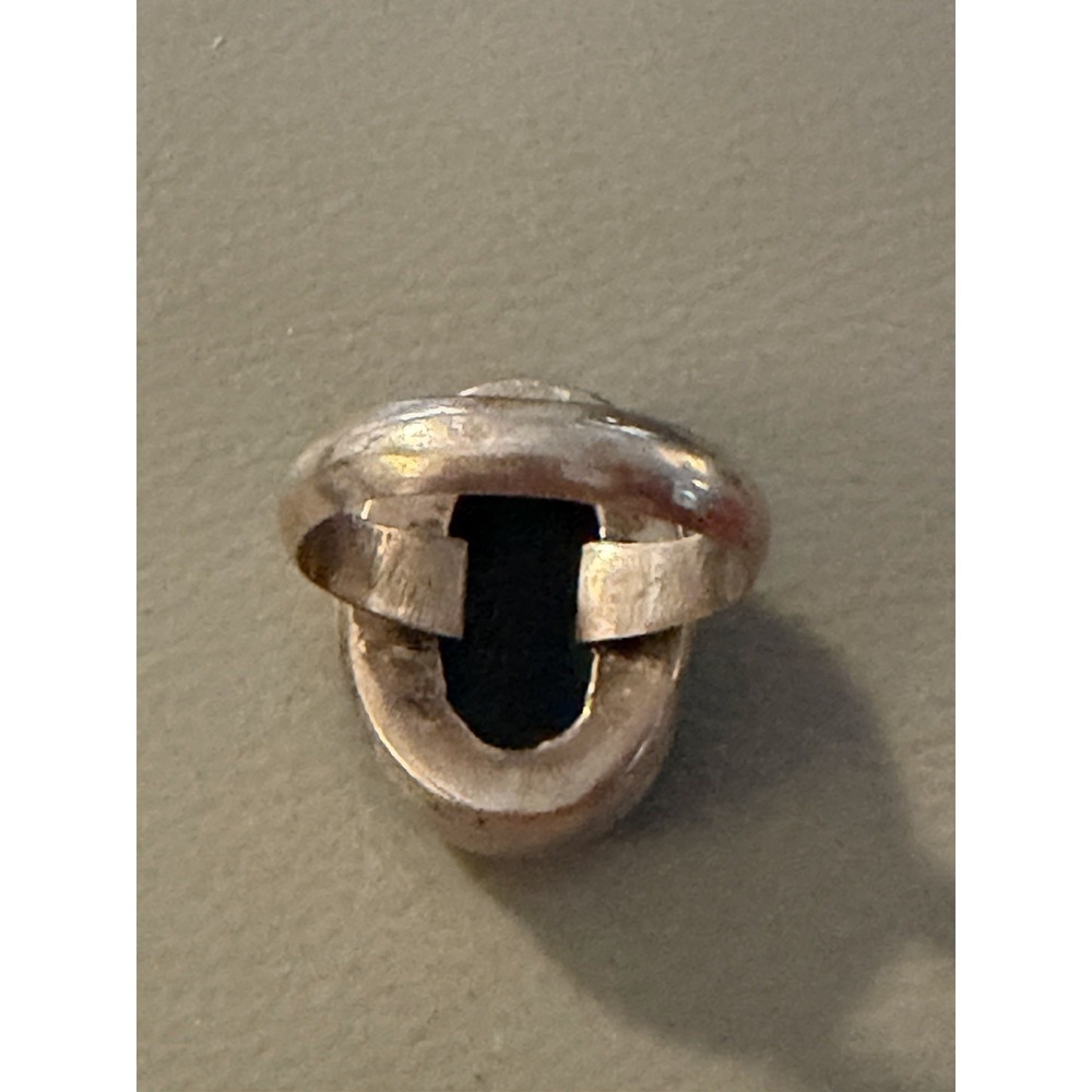 VINTAGE HANDMADE STERLING SILVER MALACHITE GEMSTONE RING Size 9.5 14.5 Gr #601 - Picture 6 of 6